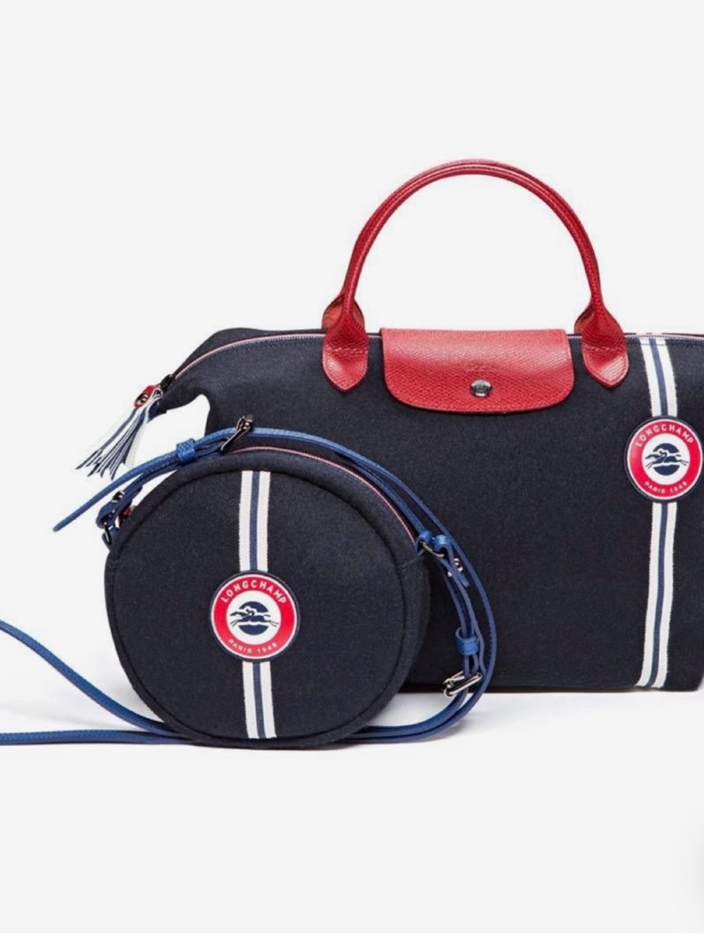 Longchamp Cocarde Round Crossbody Bag Paris 1948 Wool Felt Rare - Picture 3 of 12